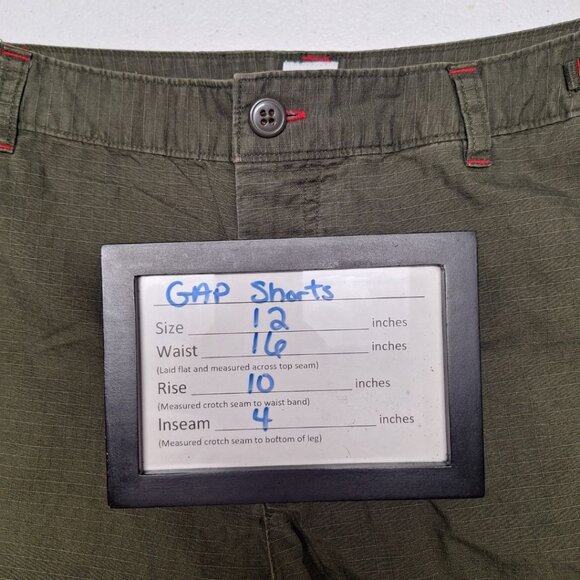 GAP Button Fly Shorts Womens 12 Green Lightweight Cotton Summer High Waisted - Picture 6 of 8